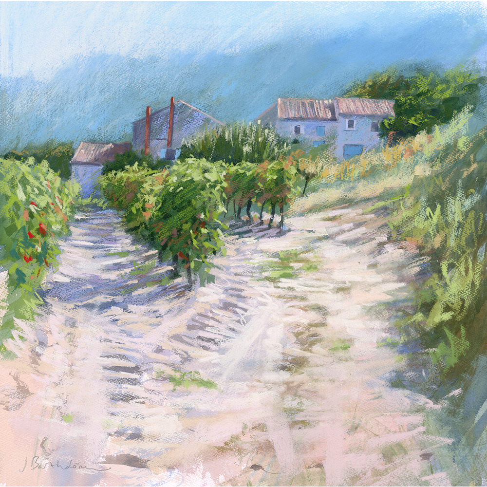 Edge of the vineyard 1, Provence - Provence art painting print Edge of the vineyard 1, Provence - Provence art painting print