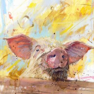 Pig on yellow - pig art print