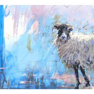 Ewe on blue - sheep art print