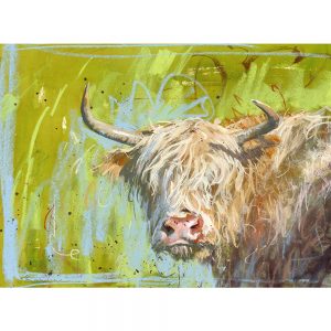 Highland green - Highland cow art print