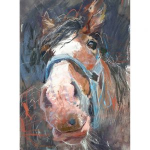 Horse in blue halter - horse art print