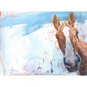 Horse on blue - horse art print