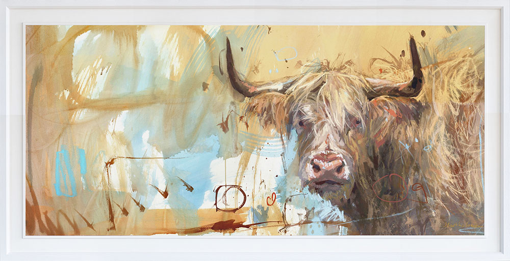 Highland on Ochre in wide white frame (SP299)