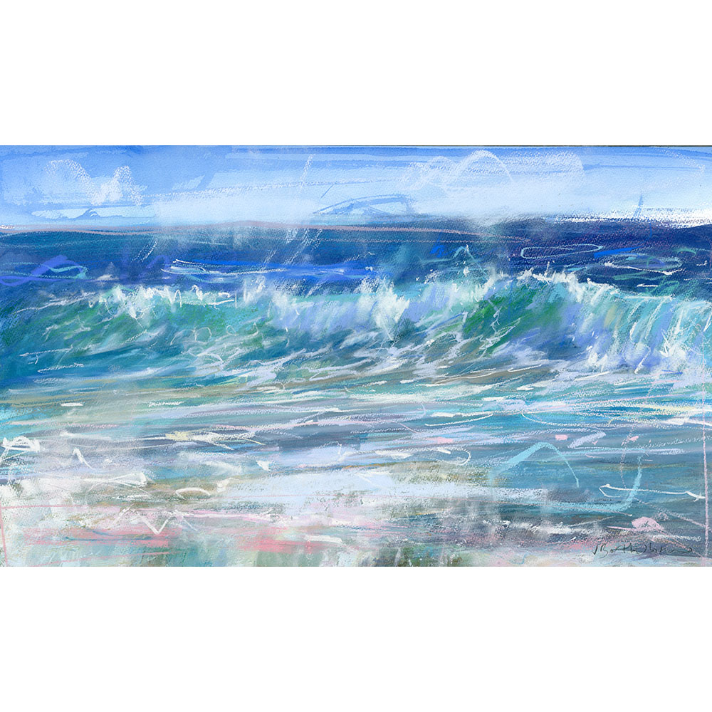 Breaker with pink seascape art painting Breaker with pink seascape art painting